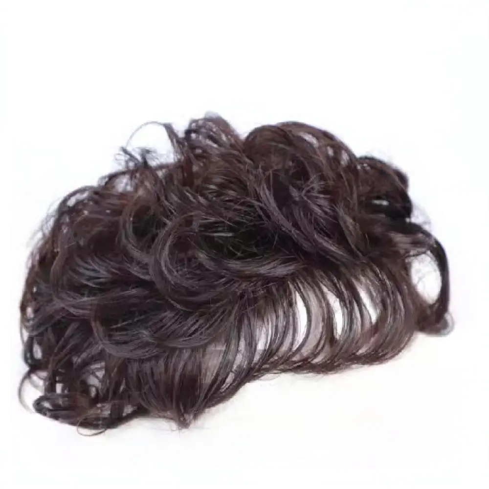 Natural Synthetic Hair Topper For For ChuChu Short Curly Wiglet Breathable Hairpiece Deep Brown Cover Thinning Hair Replacement