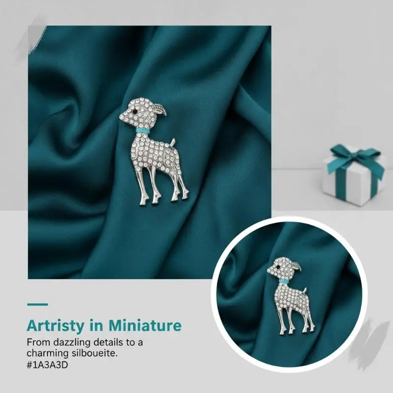 Jewelry Making Supply Rhinestone Lamb Ornament Crystal Inlay Silver Plated DIY Handcraft Brooch Party Jacket Accessory