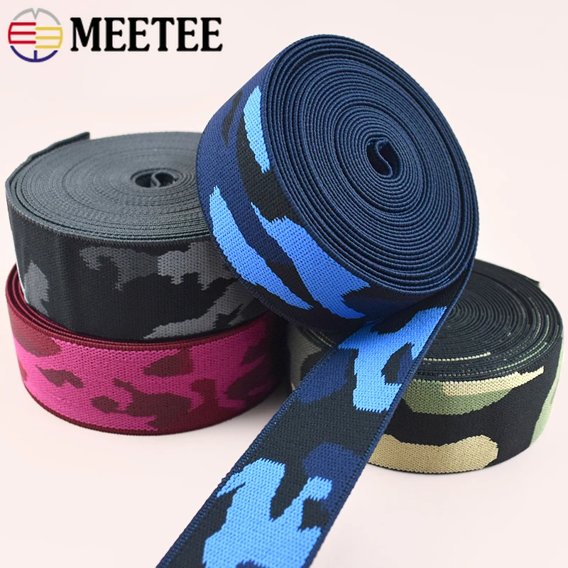 1-5M 38mm Camouflage Elastic Band Backpack Strap Rubber Bands Sewing Waist Clothes Belt Garment Decor Stretch Ribbon Accessories