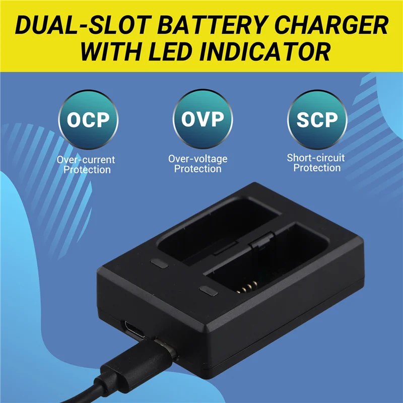 ABDE-SJCAM C300 شاحن الملحقات الطاقة ل SJCAM C300 كاميرا رياضية بطارية احتياطية قاعدة شاحن