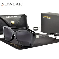 AOWEAR Ladies Vintage Sunglasses Women Polarized Driving Gradient Lens Sun Glasses High Quality Women's Eyewear with Case