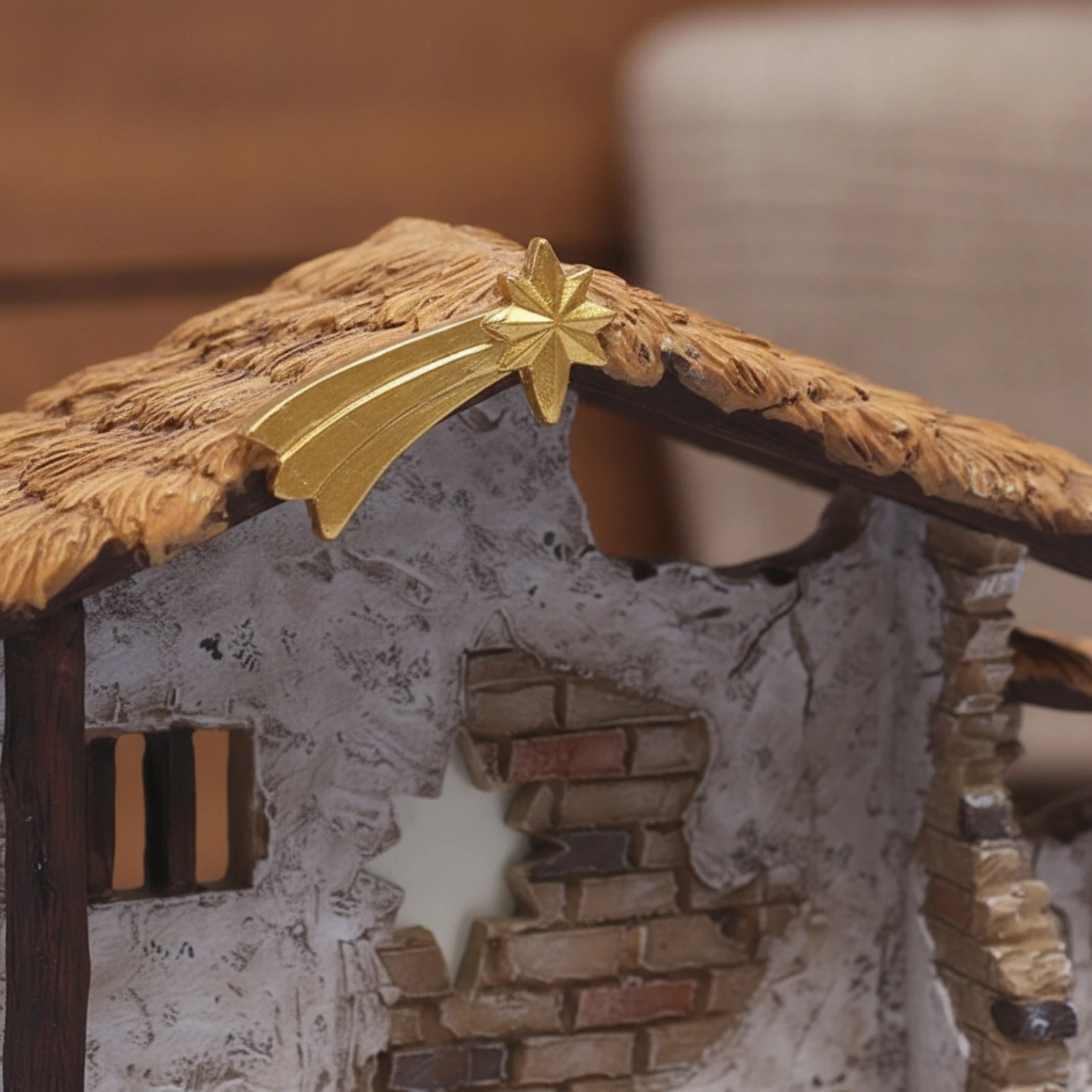 Nativity Stable with Star Religious Christmas Stable Decoration Manger Vintage-Style Decorations Decorative for Collectors