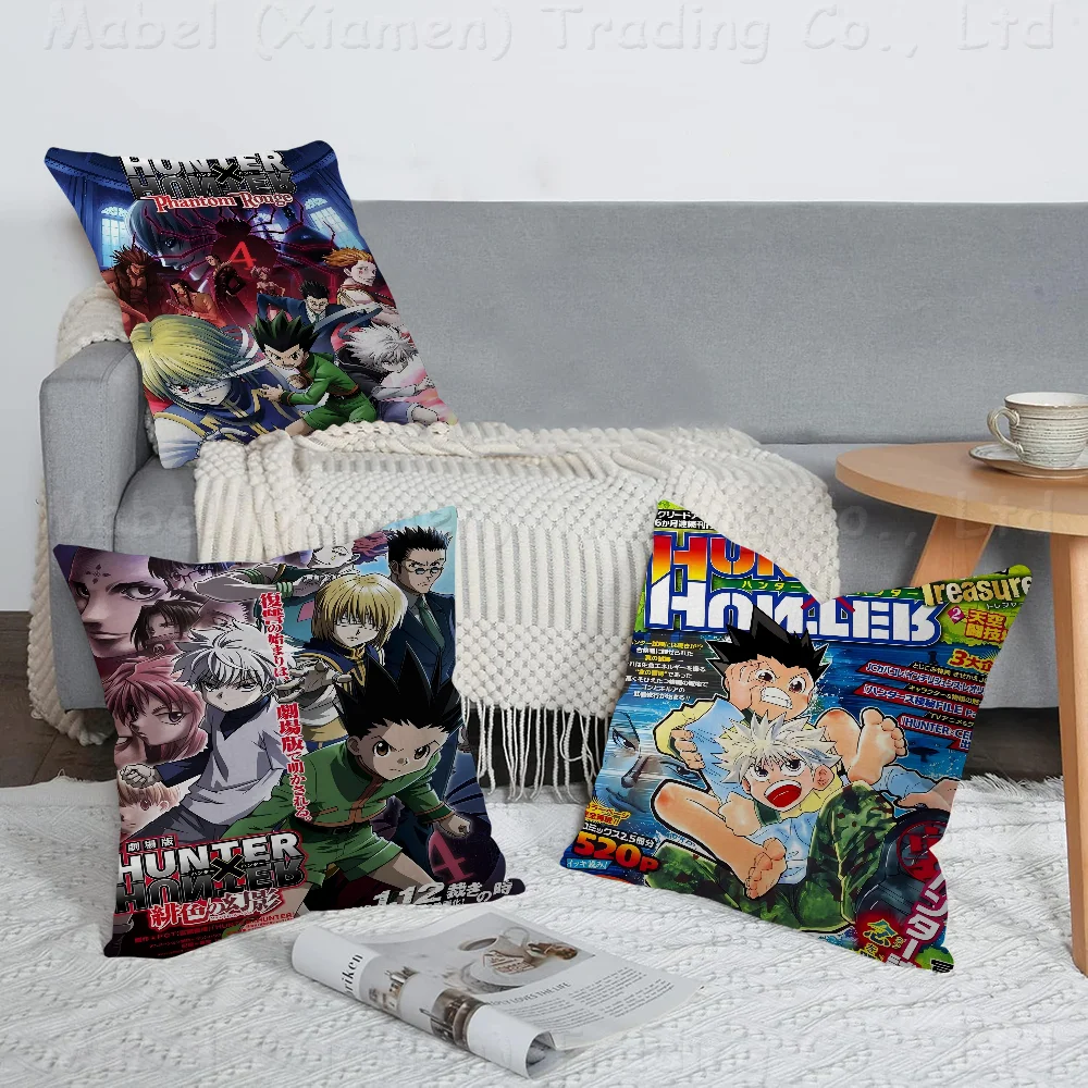 

Anime Hunter X Hunte Pillow Covers Cartoon Sofa Decorative Home Double-sided Printing Short Plush Cute Cushion Cover