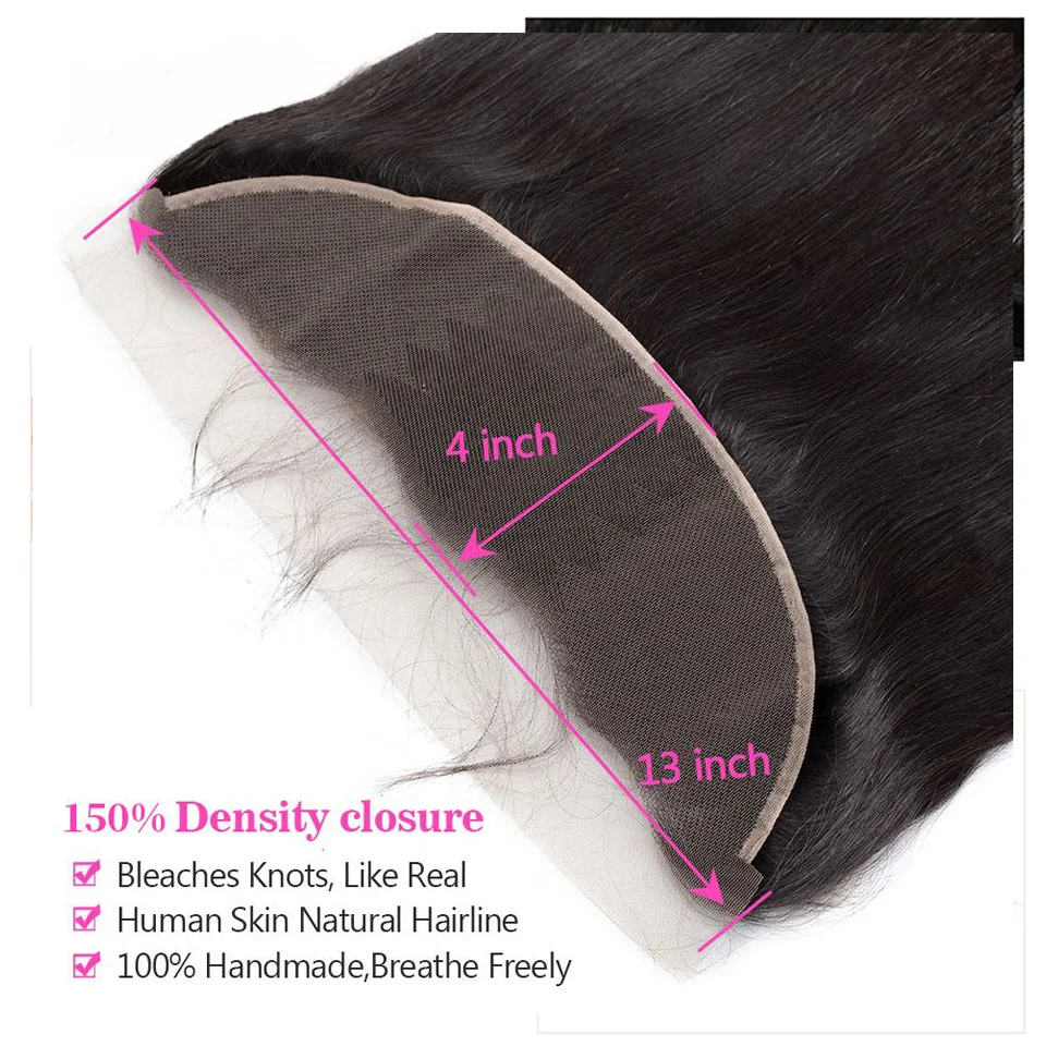 13x4 Straight Lace Frontal Only Body Wave Human Hair Brazilian HD Lace Frontal Deep Wave Lace Frontal Closure Only Virgin Hair