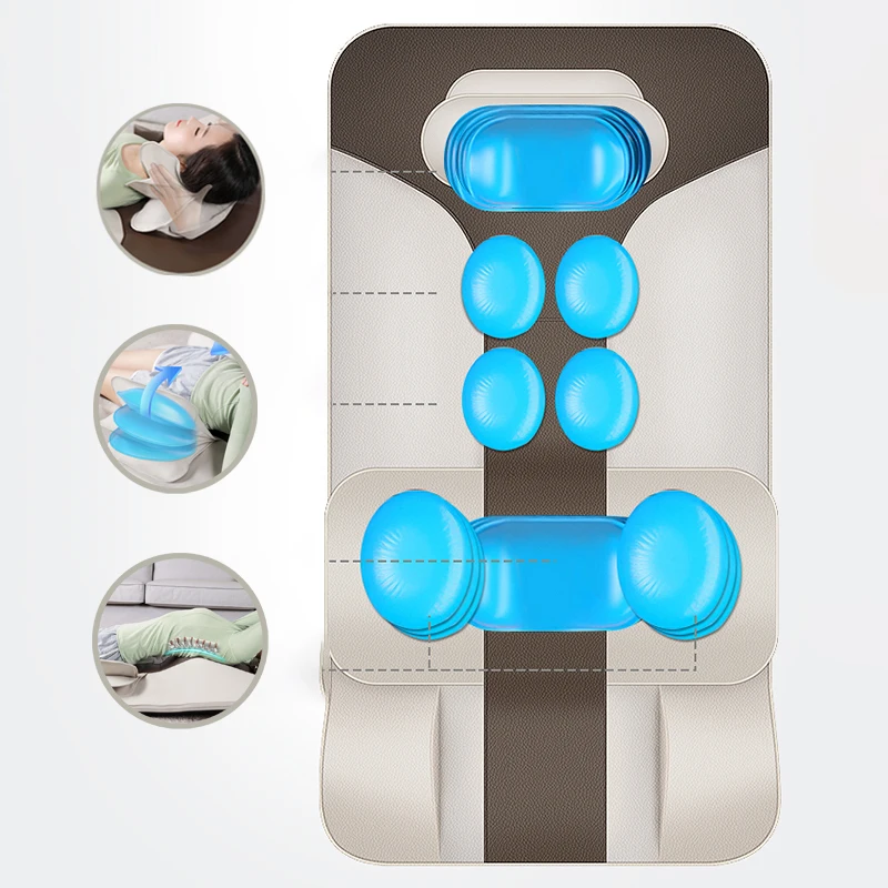 Factory OEM Automatic Shiatsu Kneading Full-Back Massage Mat Air Compression Heated Yoga Fitness Massage Mattress For Home Gym