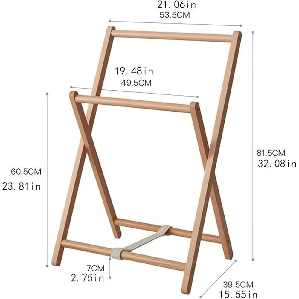 Laundry Drying Rack Foldable Wooden Clothes Drying Rack Indoor Floor Standing Space Saving Multi Functional Hanging