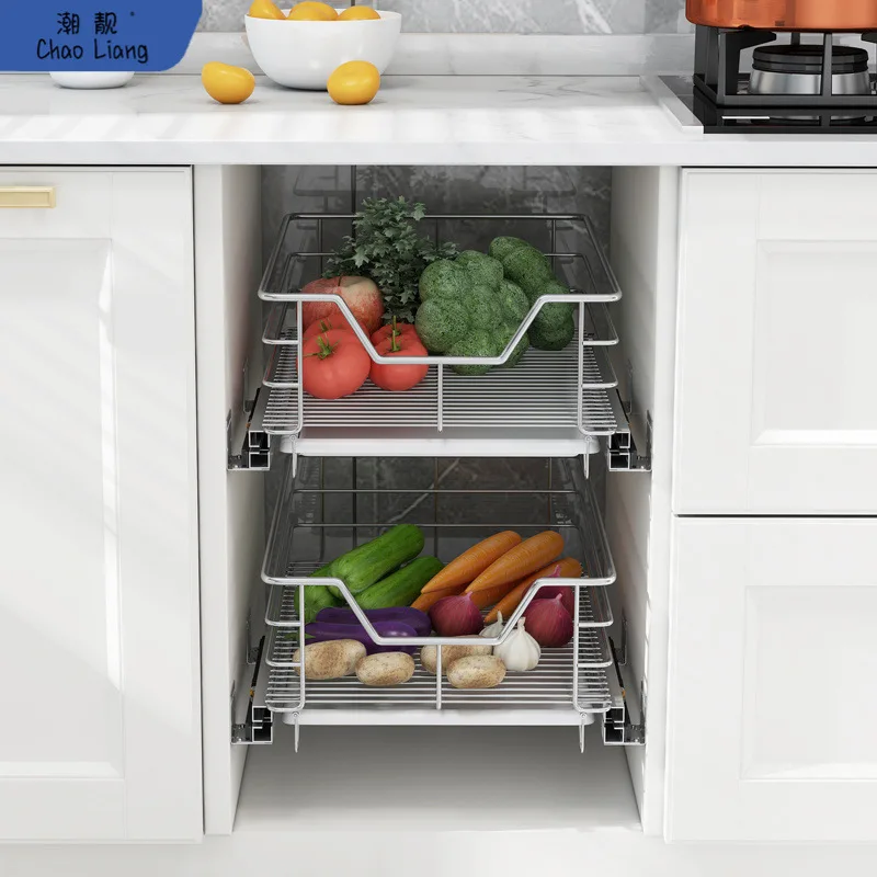 

Shallow basket 350 deep 400 fruit and vegetable basket 304 stainless steel 450 cabinet 500 pot basket kitchen free shipping