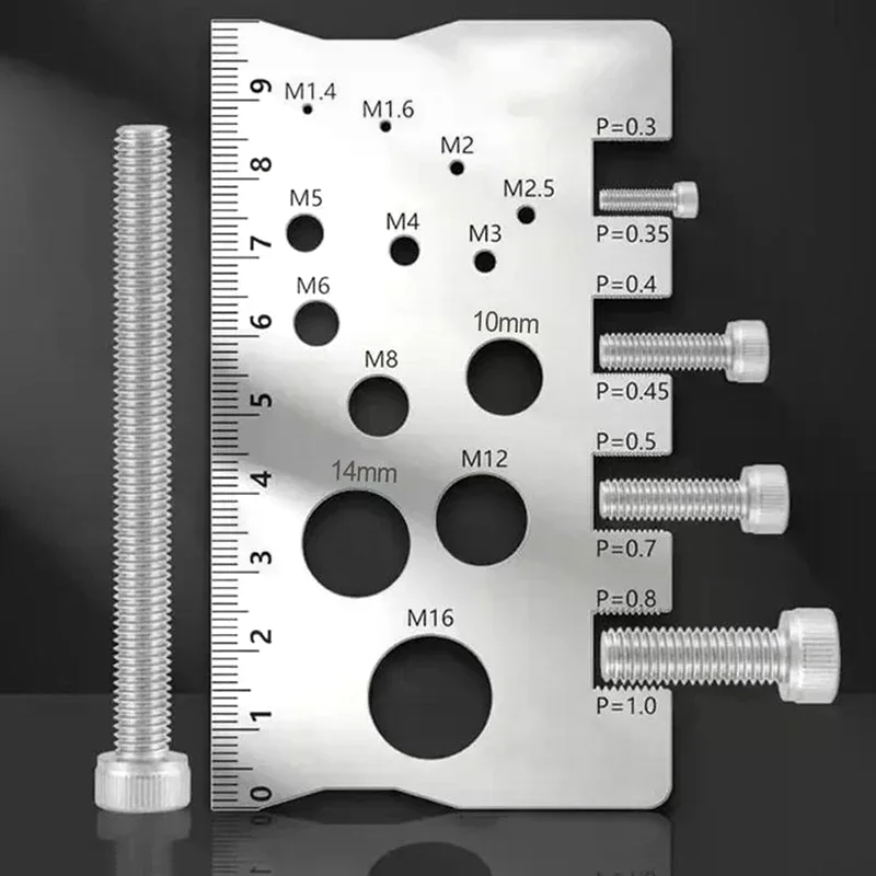 Thread Checker Screw Measurement Ruler Stainless Steel Caliper Metric Gauge Tool For Measuring Screw Pitch Bit Bolt Nut Screw