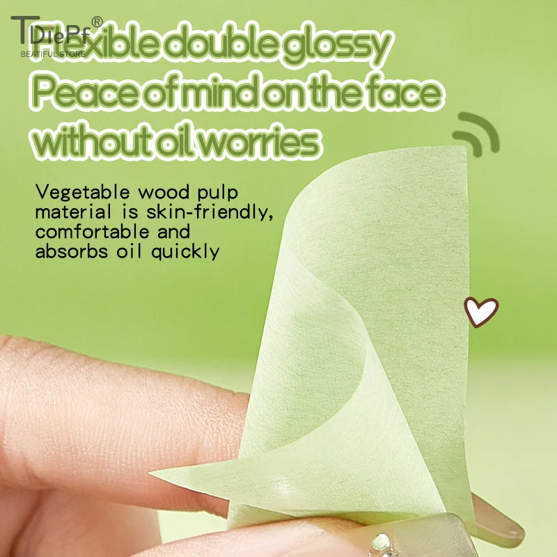 100 vellen gezichtsolie-blotpapier met etui spiegelbladerdeeg voor make-up instelling draagbaar olie-controle olie-absorberend houtpulppapier