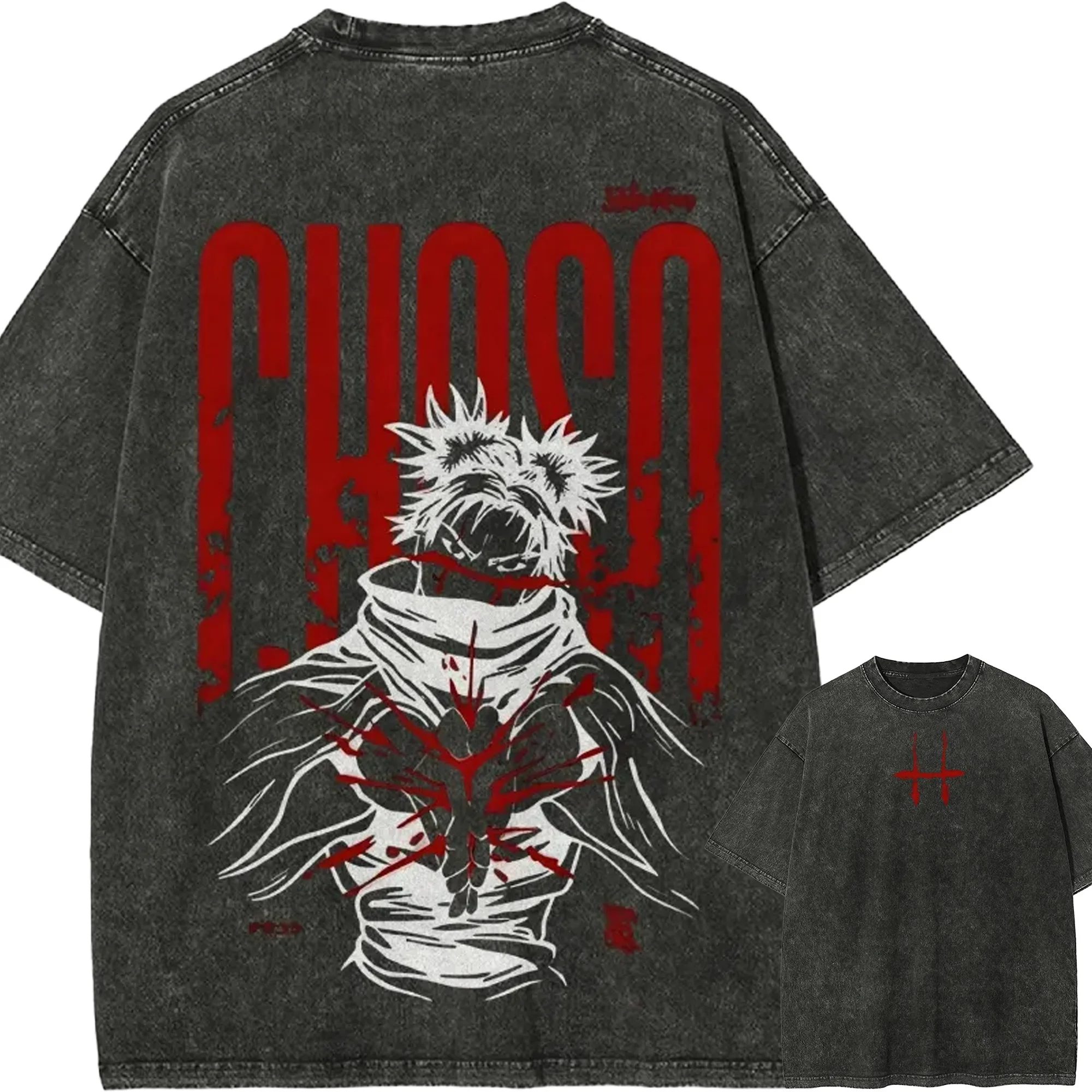 

Футболка Jujutsu Kaisen Choso в винтажном стиле, с эффектом потертости, аниме-принт, графика «Кровавая манипуляция», оверсайз, ретро, уличная одежда в стиле Харадзюку, топ