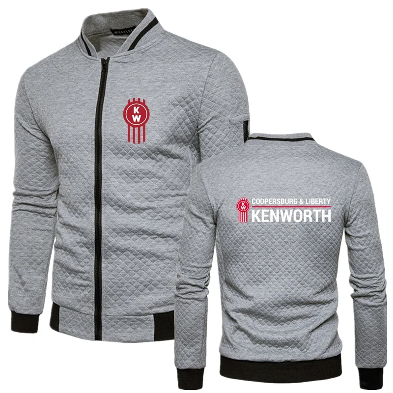 Autumn New Kenworth Logo Print Custom Made Solid Color Cotton Quick Dry Men Zipper Jacket Slim Elasticity Casual Man Sportswear