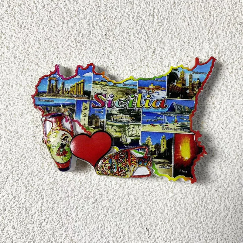 

Italy Travel Souvenir Sicily Creative Map 3D Fridge Magnets Home Decor Supplies