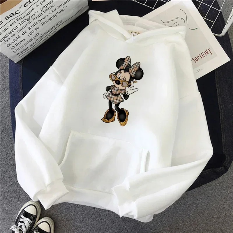 2024 New Disney Minnie Mouse Sweatshirt Clothes Mickey Hoody Top Autumn and Winter Fashion Sweatshirts Casual Y2K Women Clothing