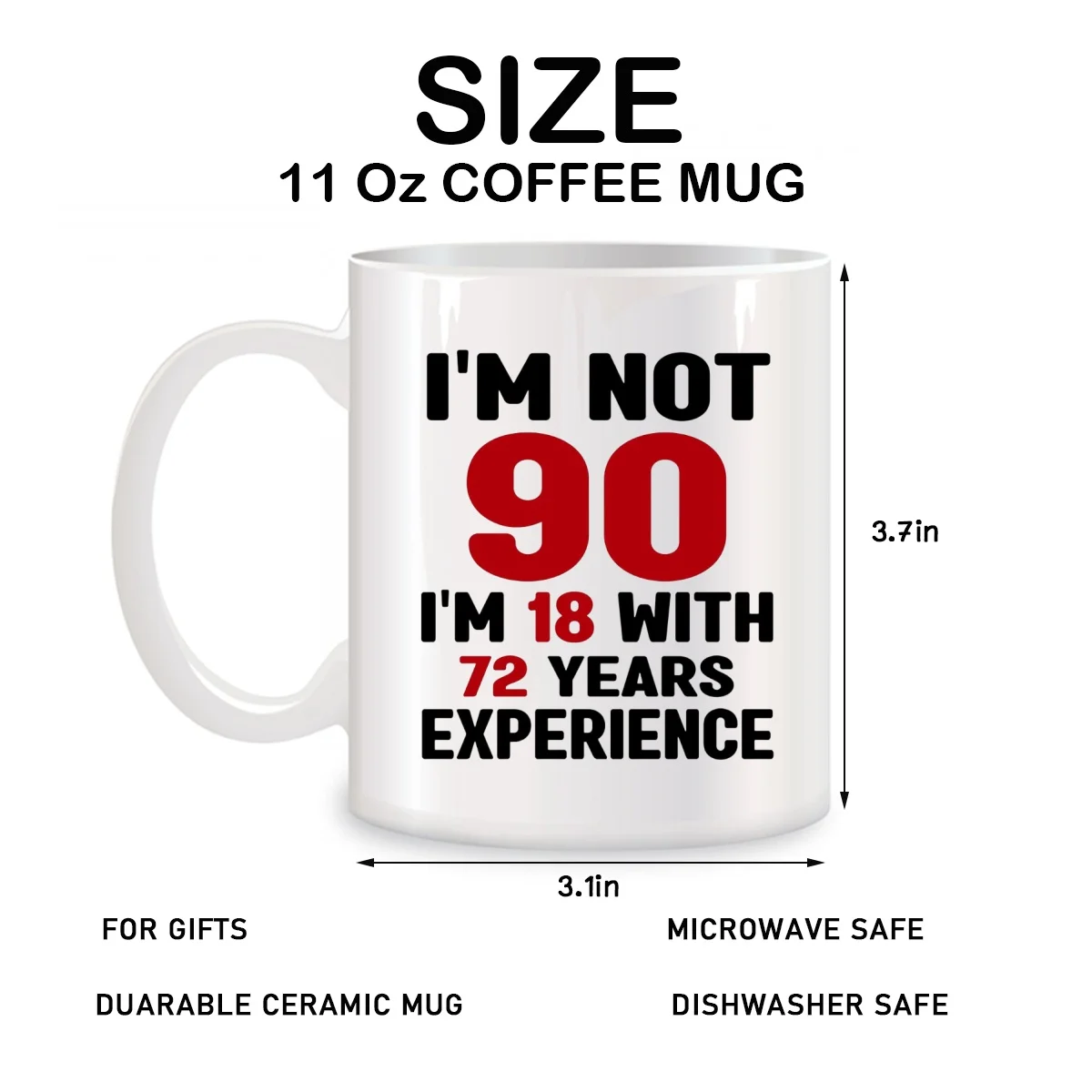 Funny 90th Birthday Gifts For Women Men 90 Year Old Birthday Christmas Gifts Novelty Coffee Mugs Cups 11 oz