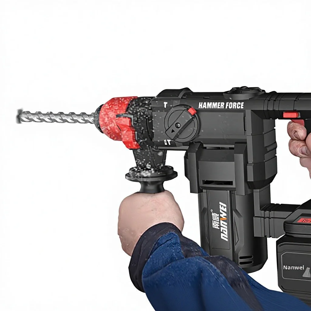 Brushless Lithium-Ion 21V 28mm Heavy-Duty Electric Hammer 28T Industrial Concrete Impact Drill Square-Shank Dual-Purpose