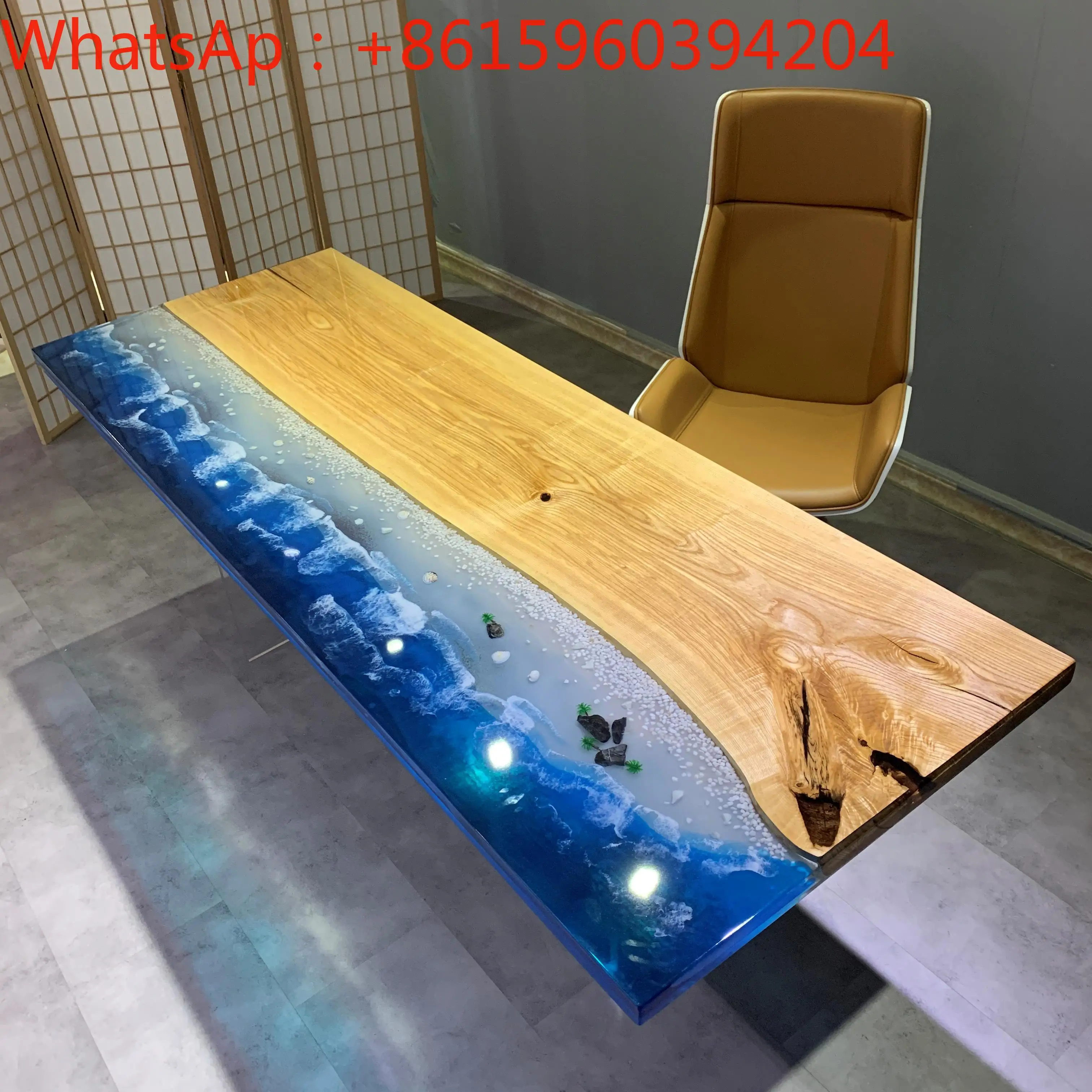 Custom art epoxy resin river table, wooden tea table ocean log solid wood large board table, black sandalwood, tea table, walnut