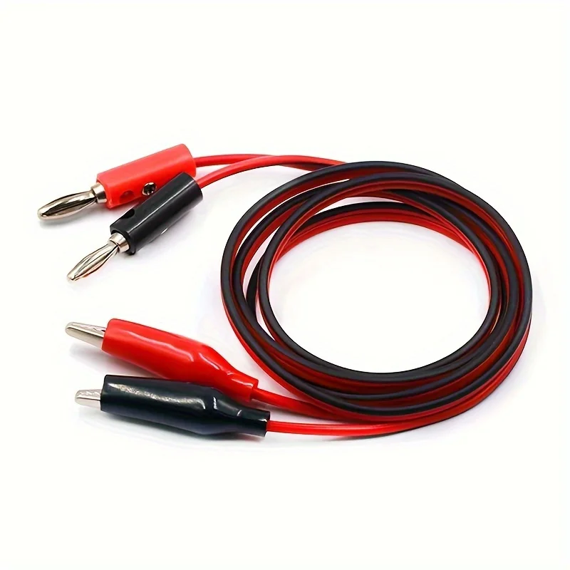 4mm Injection Banana Plug To Shrouded Copper Electrical Clamp Alligator Clip Test Cable Leads 1M For Testing Probe