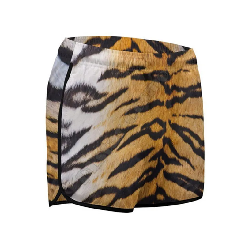 Tiger 3D All Over Printed Women Shorts Summer Beach Shorts Elastic Waist Shorts