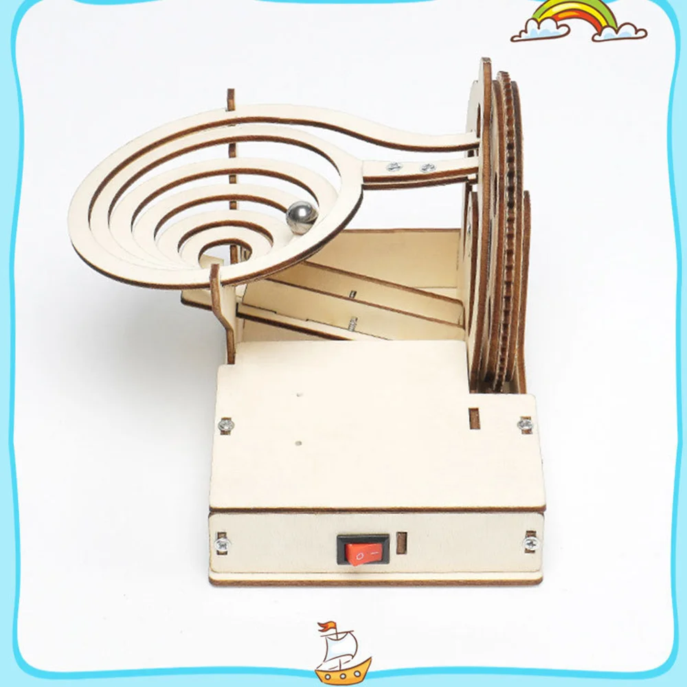 A19Q-Wooden Marble Run 3D Puzzle Educational  Mechanical Kit Maze Ball Building Coaster For Children Teen Birthday Gifts