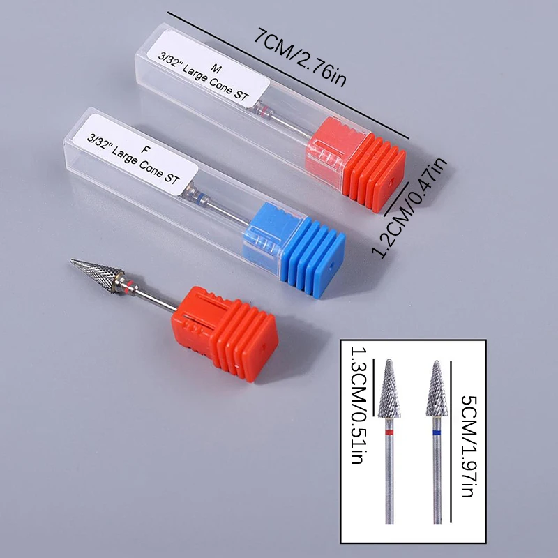 1Pcs Nail Tungsten Steel Polishing Head Conical Shape Rotary Manicure Cutters Bits With Cover For Manicure Gel Polish Remover