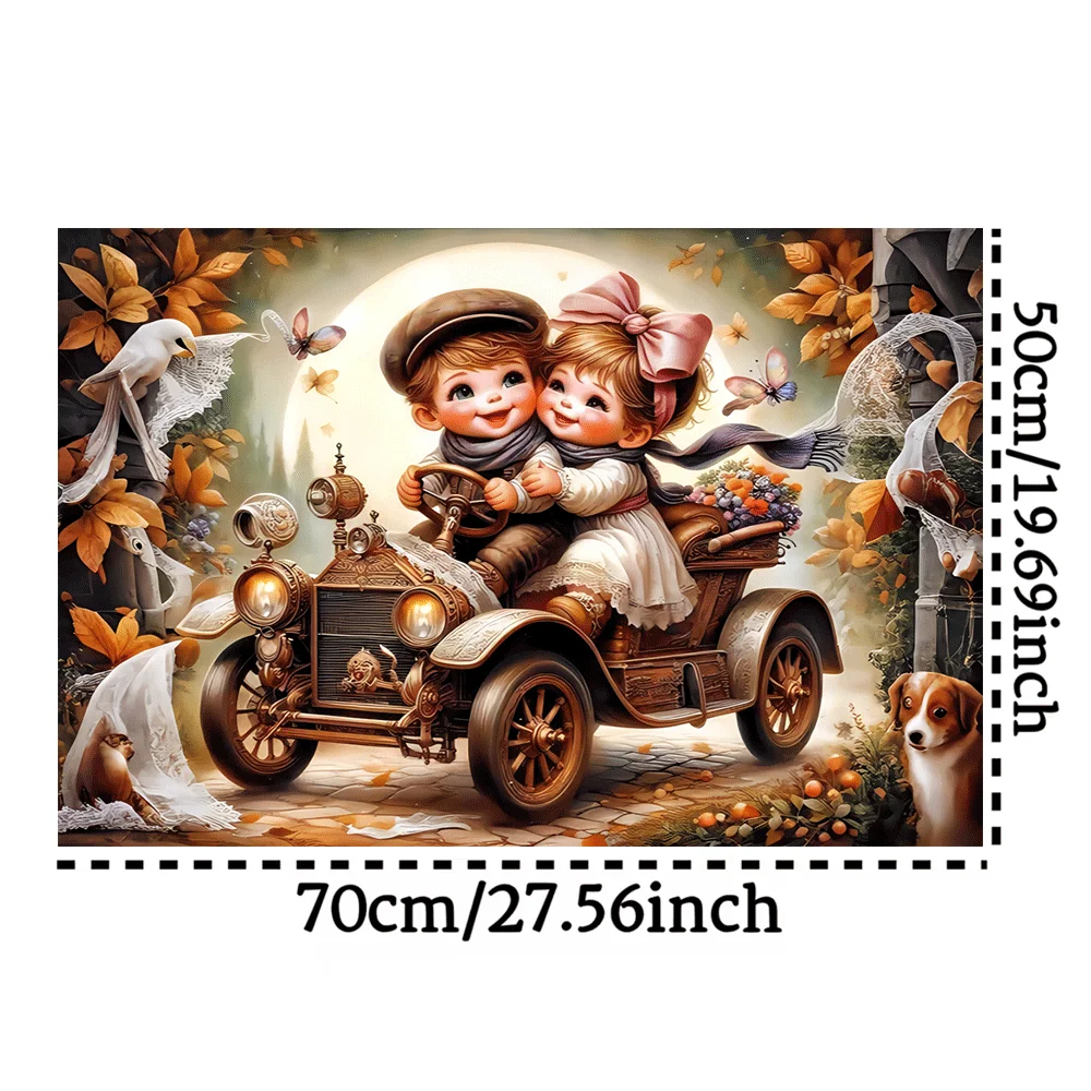 1000 pièces voiture vintage et jeunes puzzle-grand jouet de puzzle en papier pour adultes, jeu d'interaction familiale, décoration d'intérieur bricolage,