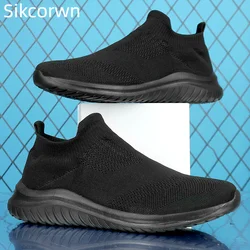 Black Sock Soft Shoes Men Women Sneakers Size 45 Sport Lightweight Comfortable Sneakers Fashion Slip On Flats Shoes Male Loafers