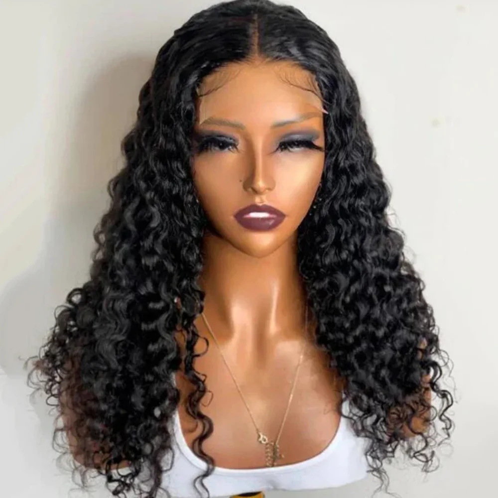 

Мягкий синтетический парик с кружевной передней частью 13*4*1, 26 дюймов, 180% плотность, без клея, черный, кудрявый, с эффектом натуральных волос, для женщин, с предварительно выщипанными прядями, для повседневного использования