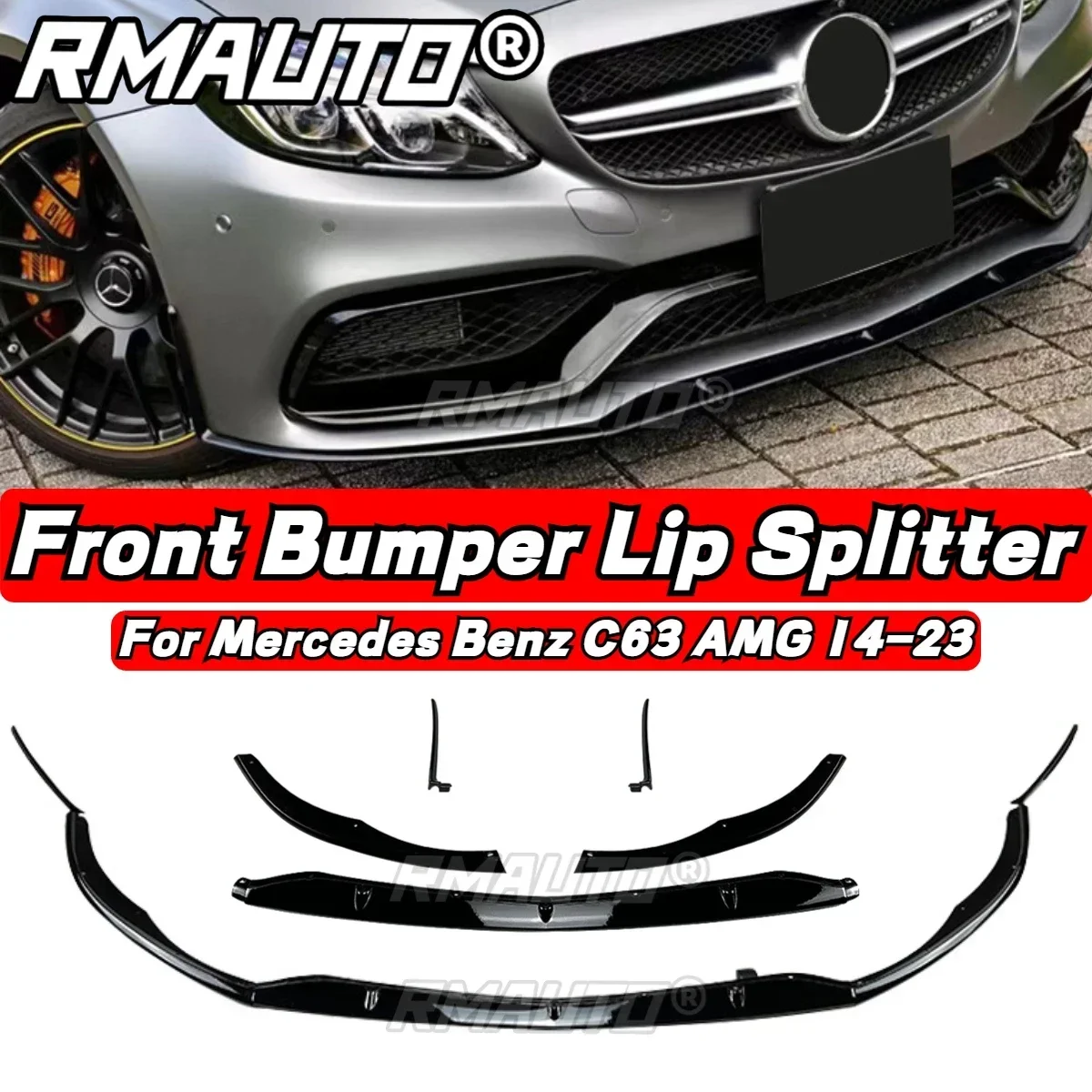 For C63 AMG Car Front Bumper Splitter Lip Diffuser Spoiler For Mercedes Benz C63 AMG 2014-2023 Car Accessories Exterior Part