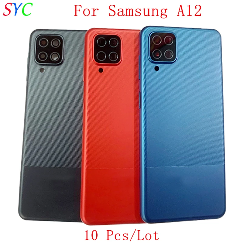 

10Pcs/Lot Rear Door Battery Cover Housing Case For Samsung A12 A125F Back Cover with Camera Lens Logo Repair Parts