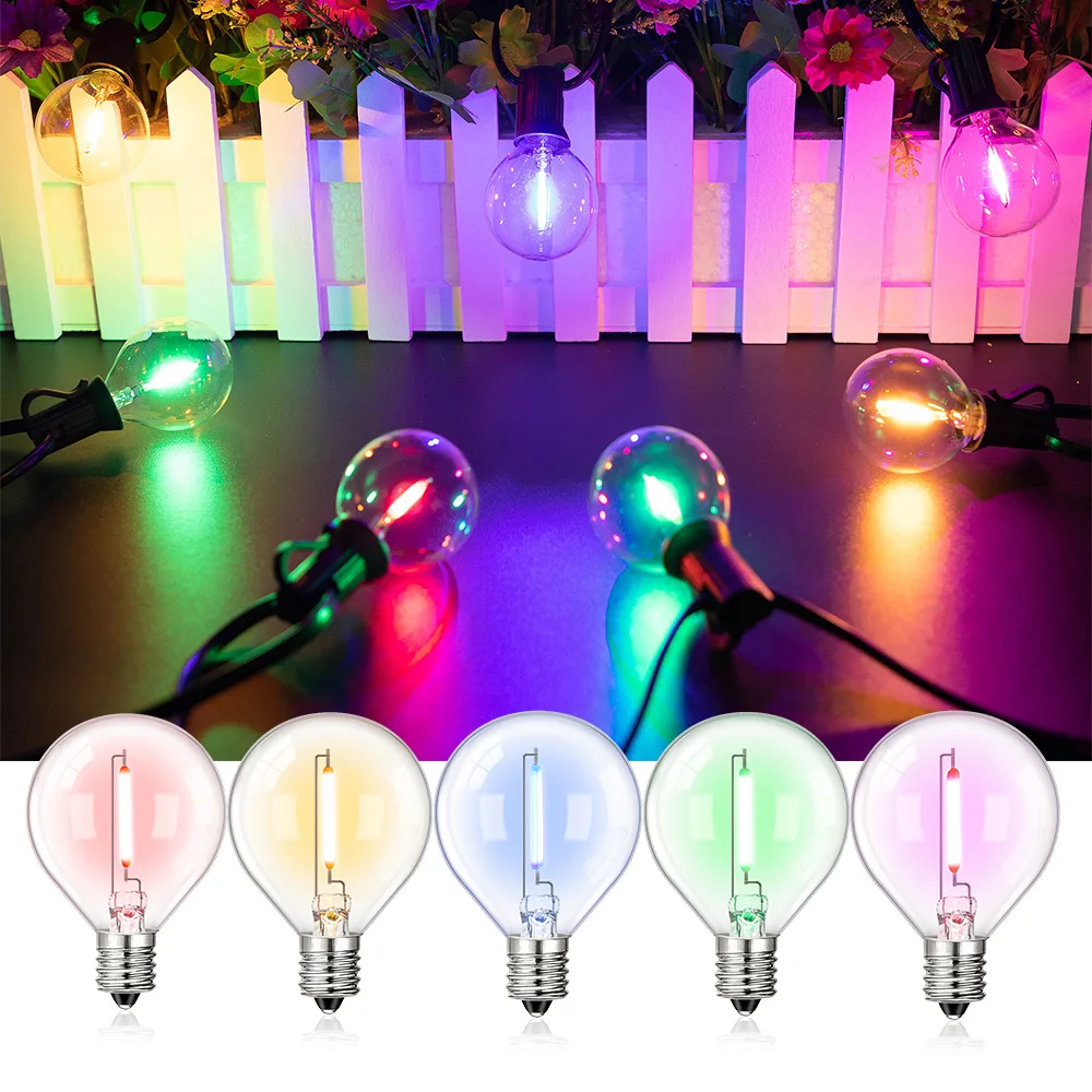 Imagem -03 - Lâmpada de Substituição Led Multicolor G40 Filamento Colorido 1w E12 Globo Rgb Mini Bola Lâmpada Luz Corda Decoração Festa de Natal