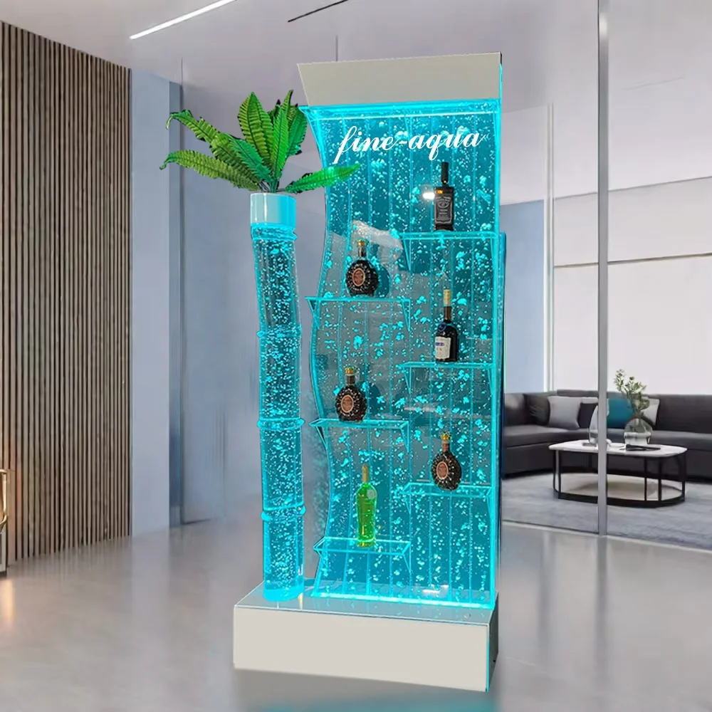 Customization.Modern Silver LED Lighting Furniture Home S-Shape Acrylic Bubble Screen Wall Contemporary Room Divider Decor