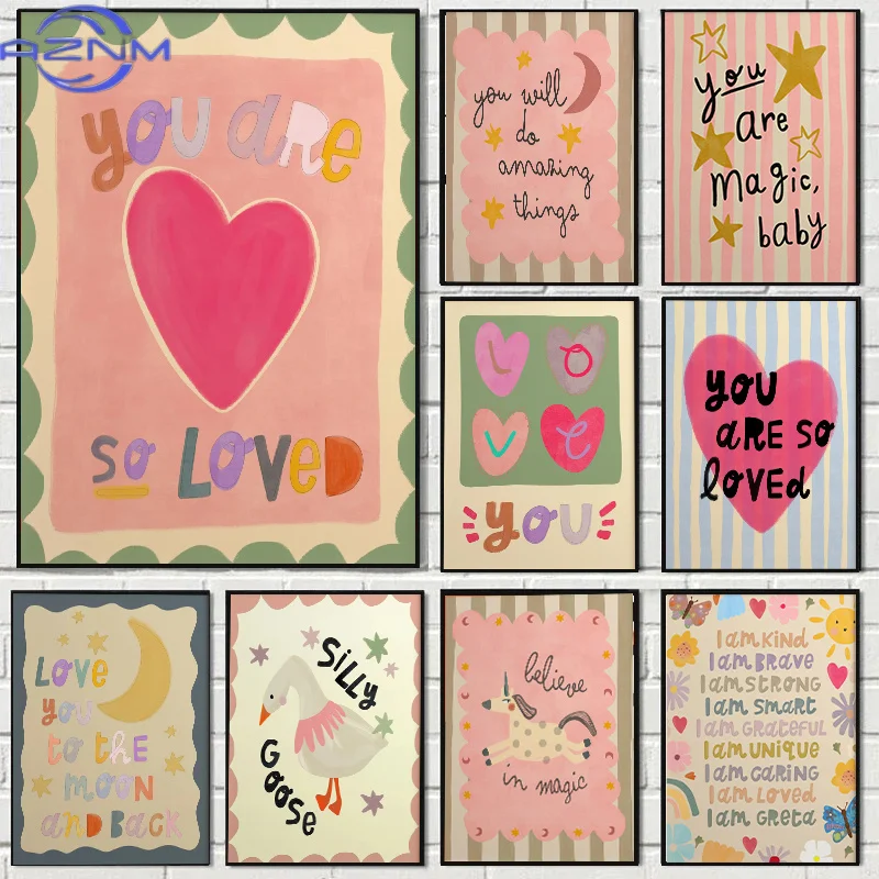 You Are So Fond Love Nursery Canvas Prints Believe in Magic Unicorn Quotes Garden Wall Art Posters Modern Living Room Home Decor