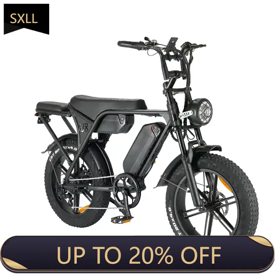 

SXLL Electric Mountain Bike Ebike 1000w Electric Fat Tire Bike 20 Inch Mtb Dual Battery Ebike Pedal Assisted Electric Bike