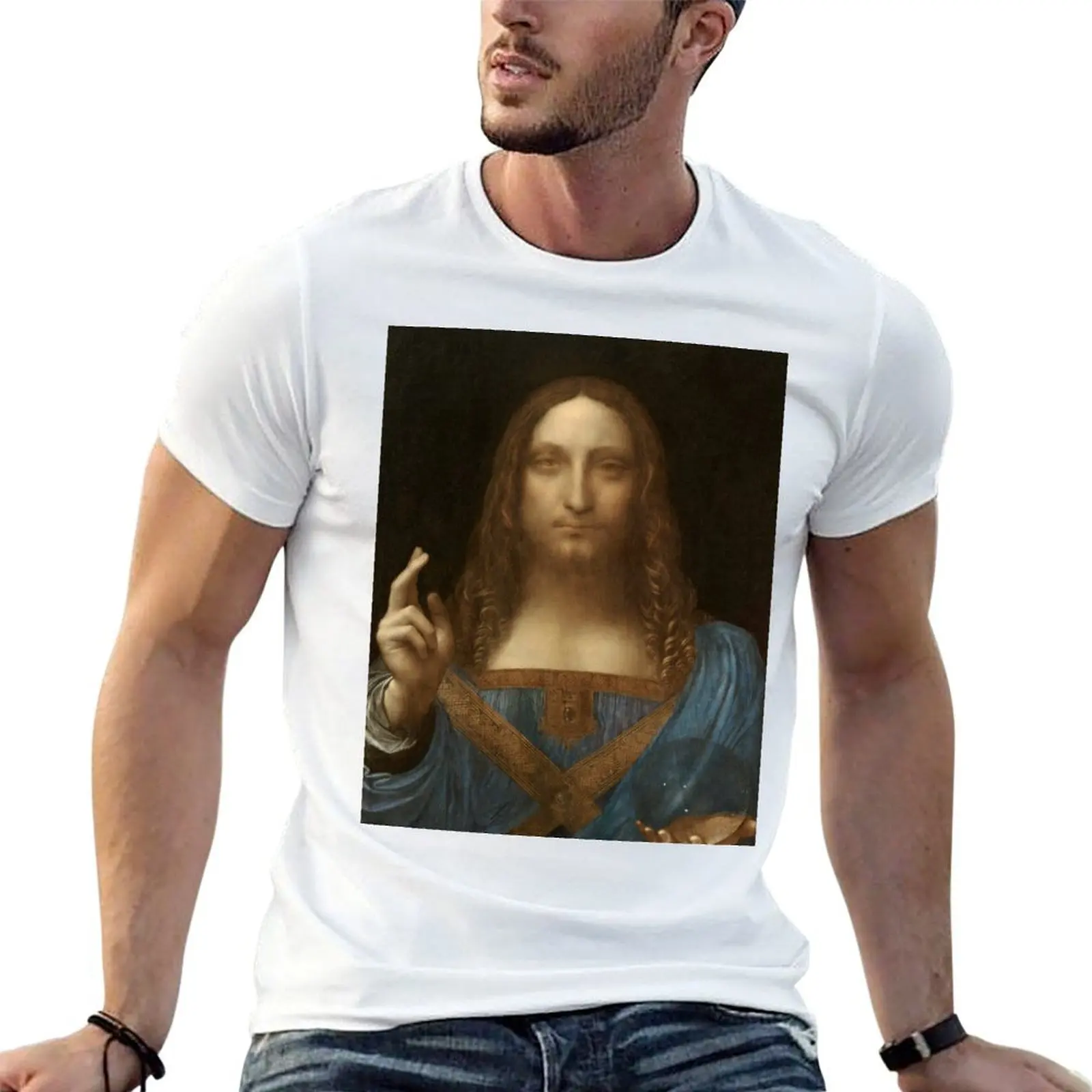 T-shirt Salvator Mundi de Leonardo Da Vinci, tissu extensible, t-shirt confortable