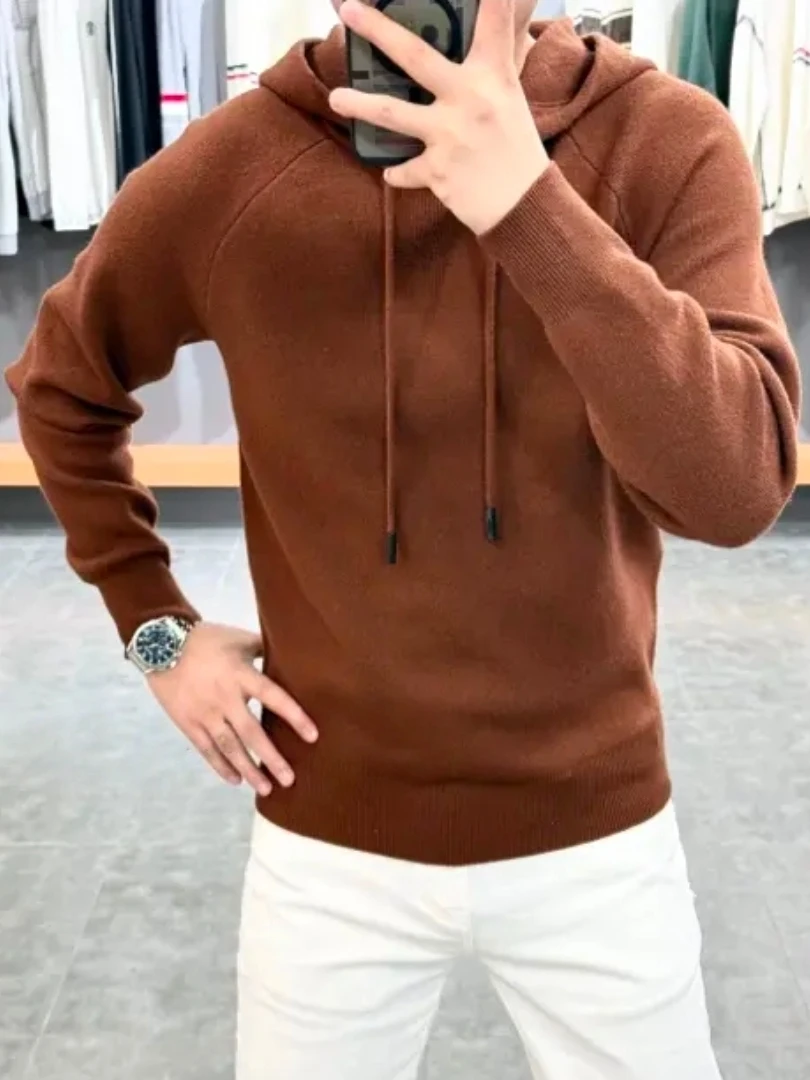 

Высококачественное модное мужское худи-свитер для осени и зимы, новинка, универсальное, деловое, повседневное, в европейском стиле, премиум-класса