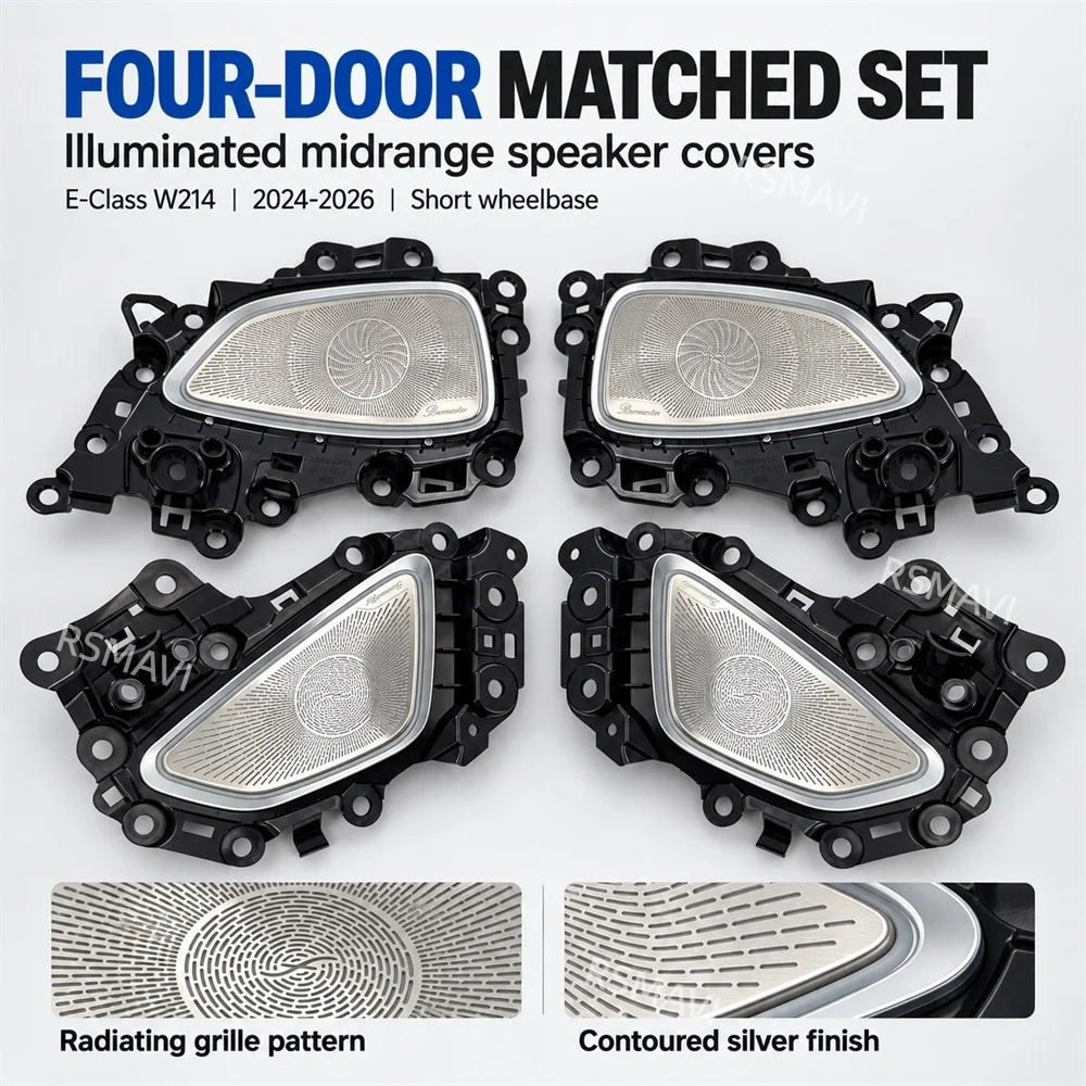 LED Ambient Lighting Midrange Speaker Grilles Compatible with Mercedes-Benz E-Class W214 2024–2026 Short-Wheelbase 4-Door Models