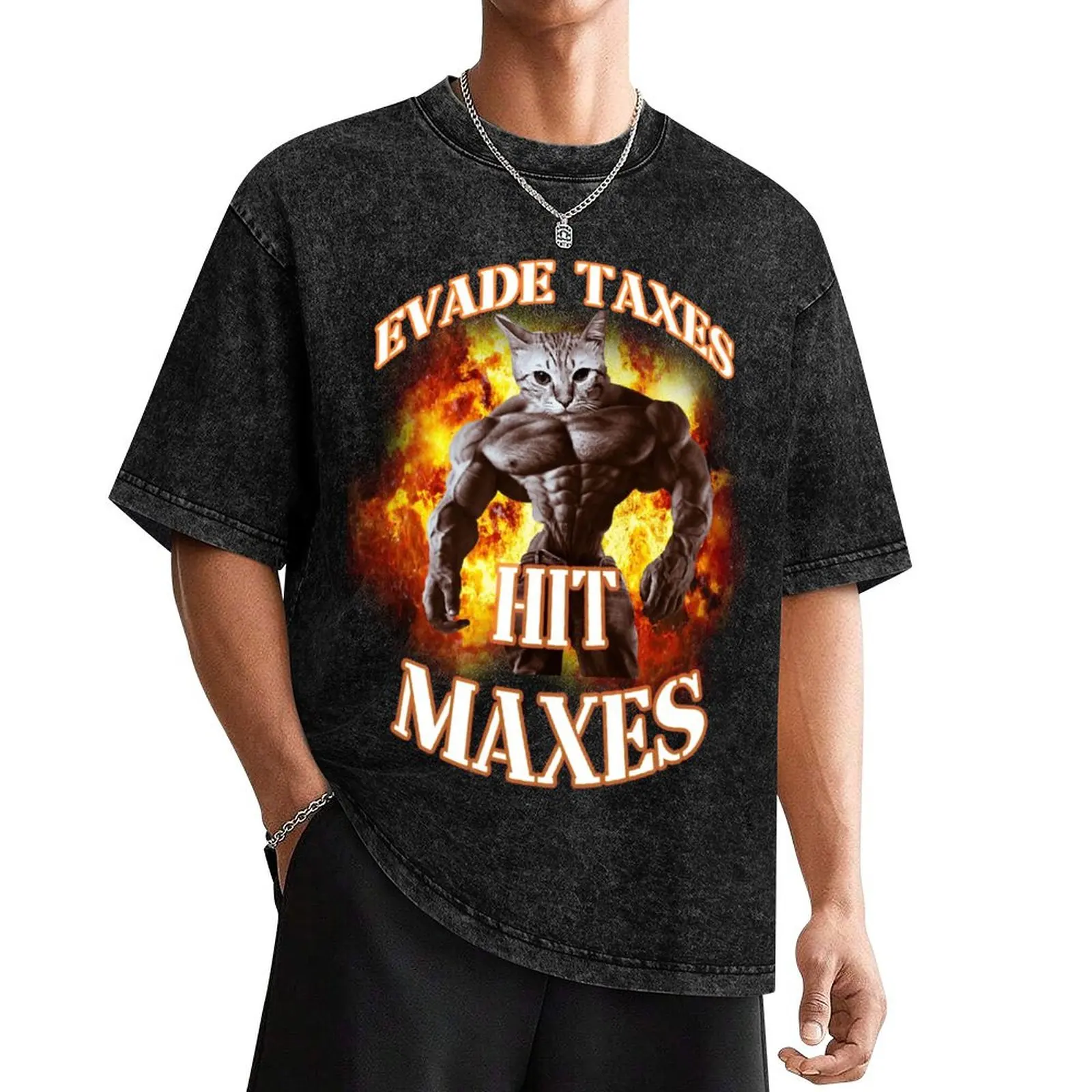 

evade taxes hit maxes cat gym meme T-Shirt T-shirts oversize gifts for boyfriend quick drying mens designer clothes