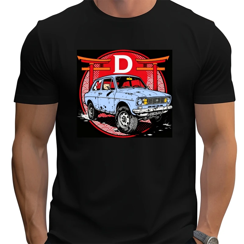 

Loose large size Street racer fashion T-shirt breathable comfy crewneck Hip Hop Fun Cartoon 100% Cotton Top