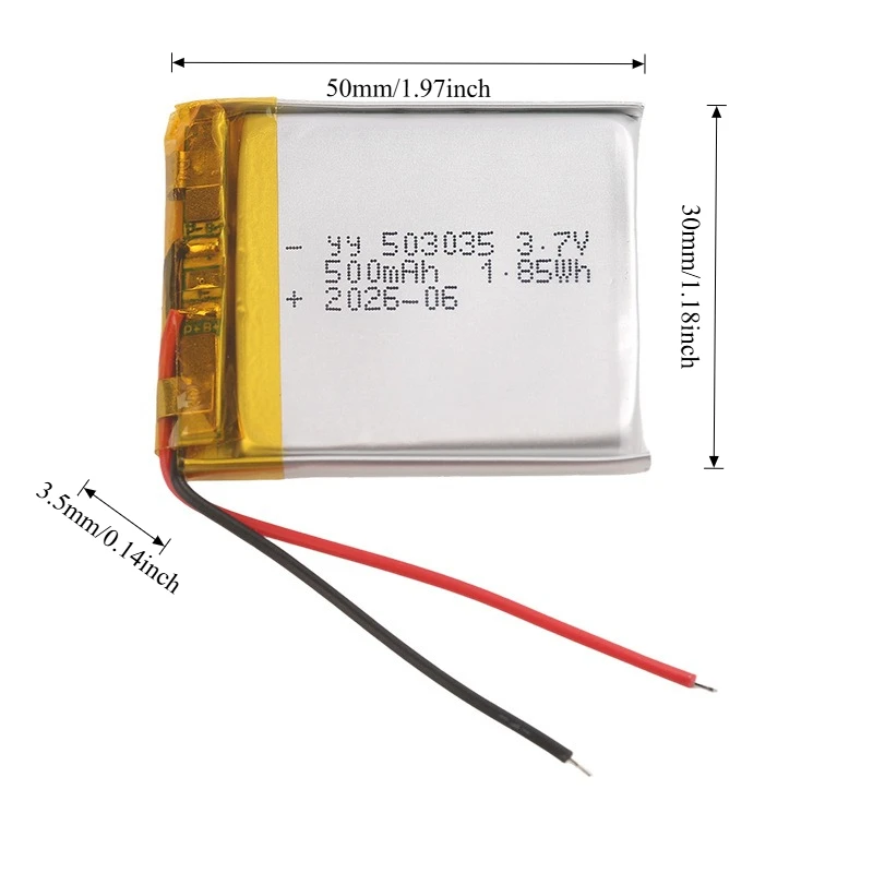10Pcs NEW 503035 500mah 3.7V  Polymer Lithium Battery For Wireless Bluetooth Speaker, Audio System, Etc