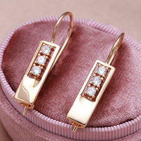 2022 New Piercing Glossy Zircon Earrings 585 Rose Gold Bling White Zircon Hang String Earrings European Wedding Unusual Jewelry