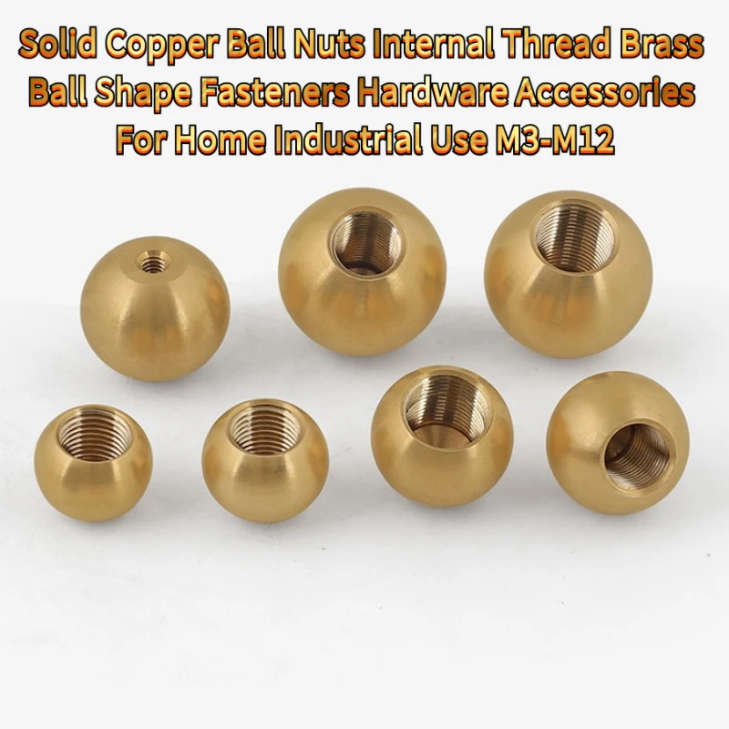 Solid Copper Ball Nuts Internal Thread Brass Ball Shape Fasteners Hardware Accessories Home