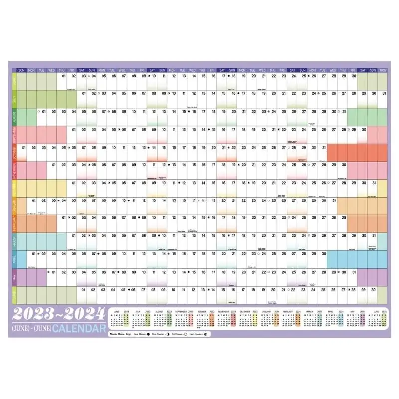 2024 월 플래너 85x62cm 연간 달력 2023년 6월부터 2024년 6월까지 2024 연간 플래너, 홈 오피스 주최자 Dropship