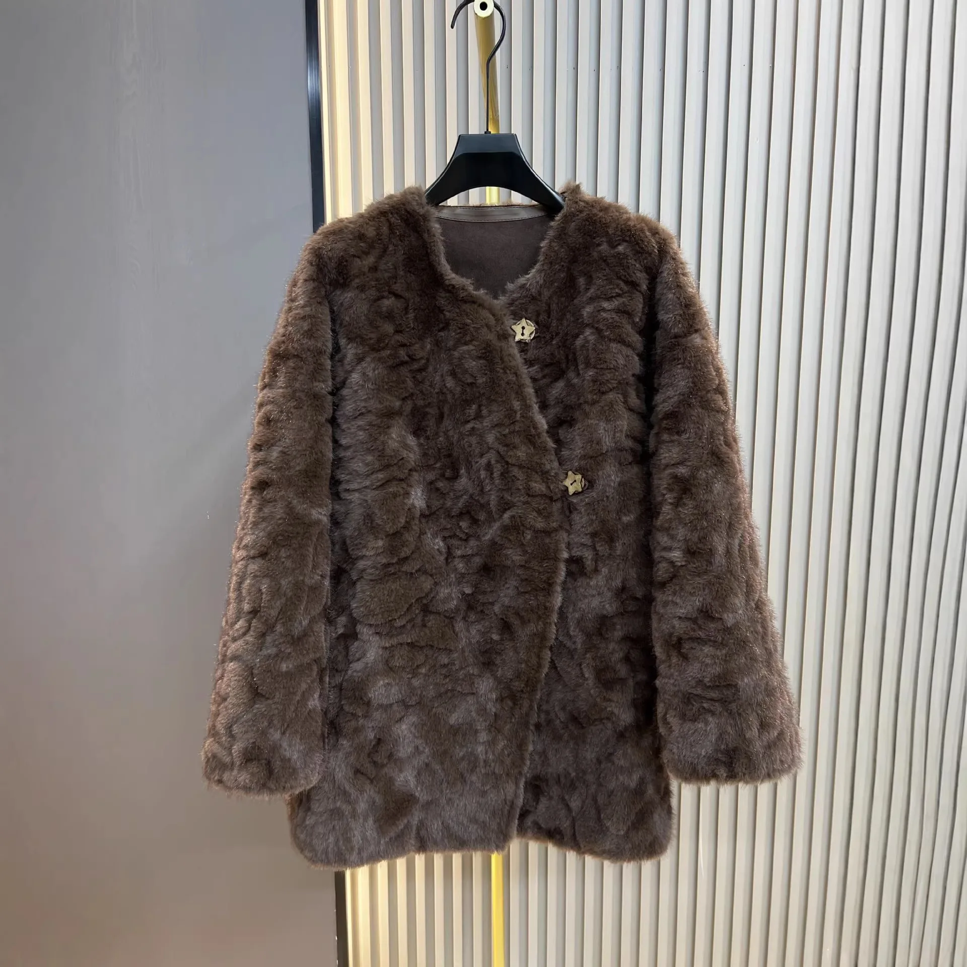 

Осенне-весенняя теплая женская куртка из искусственного меха под овчину, модное теплое пальто из искусственного меха для женщин, пушистое меховое пальто