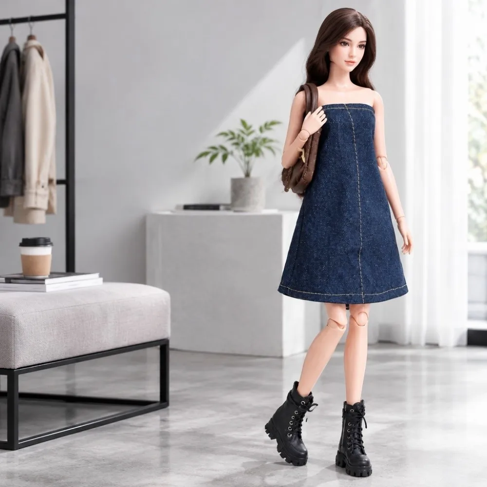 Fashion 1/6 BJD Doll Shoes Jeans Dress Accessories Multistyles PU Leather Versatile Vintage Boots Doll Cool Dress-Up