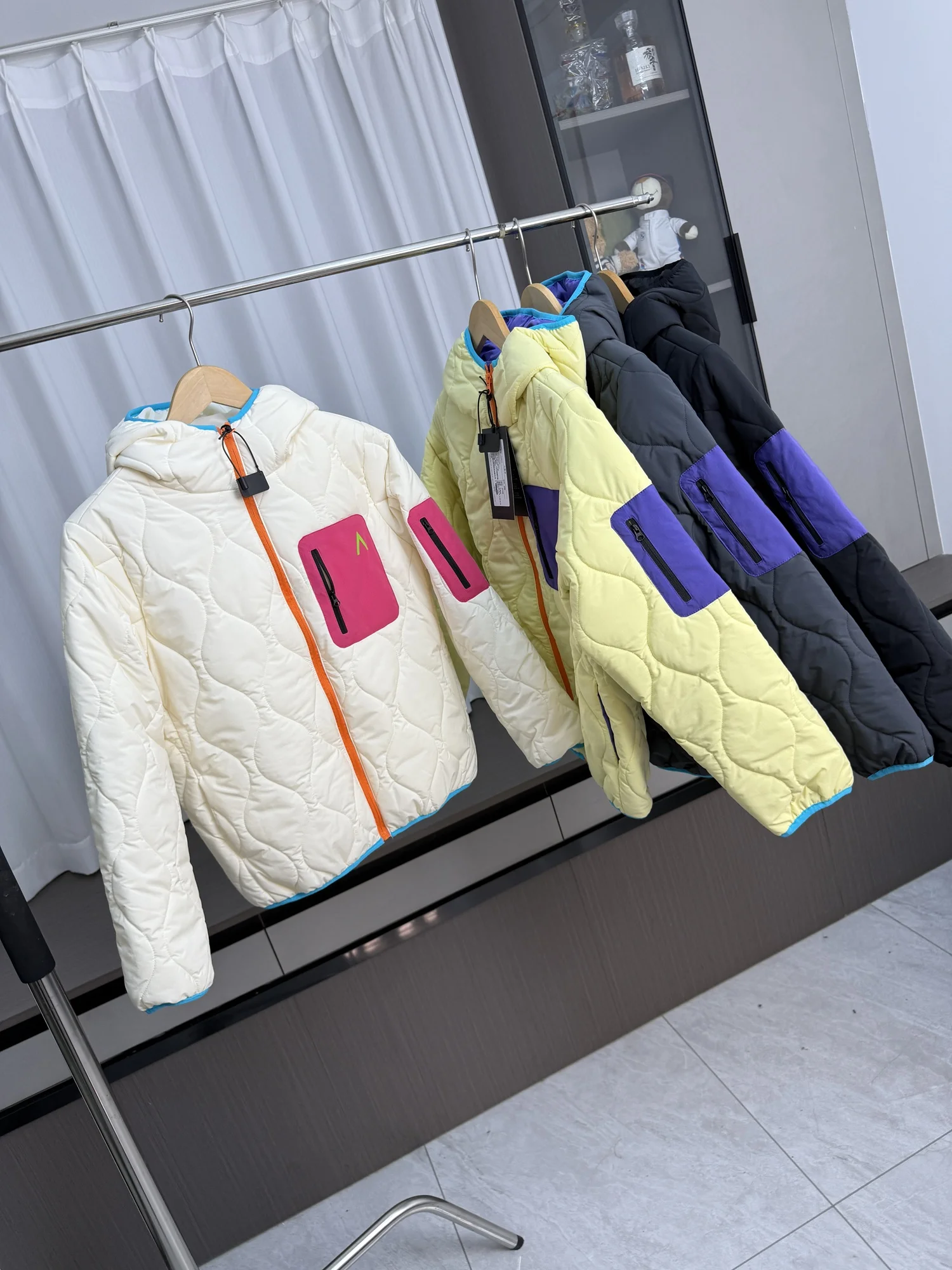 

Dopne Color Series Autumn Winter ex Windproof Waterproof Contrast Color ket Lightweight Warm Hooded Cotton Jaet