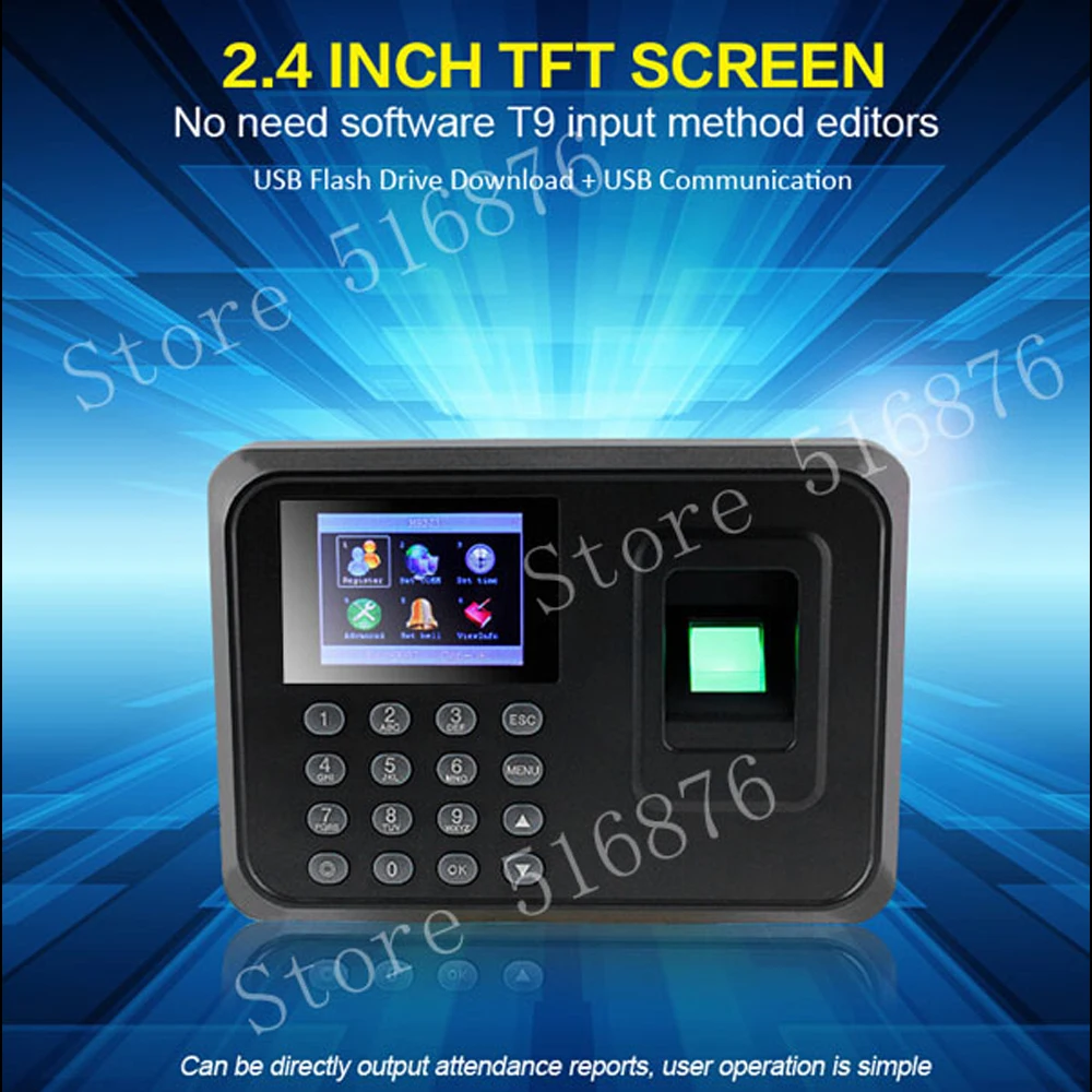 

Free Shipping 2.4 inch TFT USB Biometric Fingerprint Time Clock Recorder Digital Electronic Employee Attendance Machine