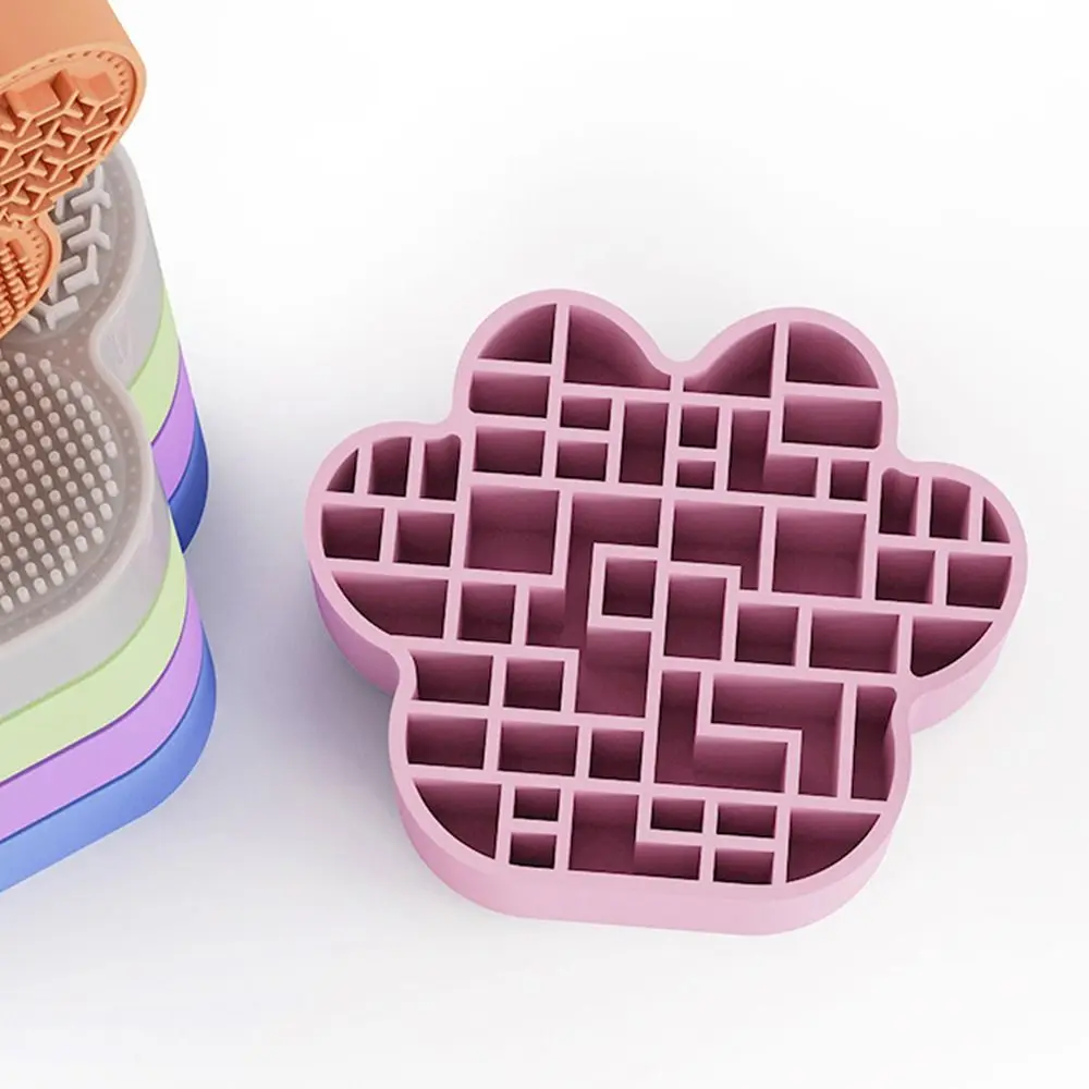 2-in-1 schoonmaakgereedschap voor make-upborstels Cartoon kattenpoot Veelkleurige displaystandaard Rek Multifunctionele siliconen borstels Droogplank