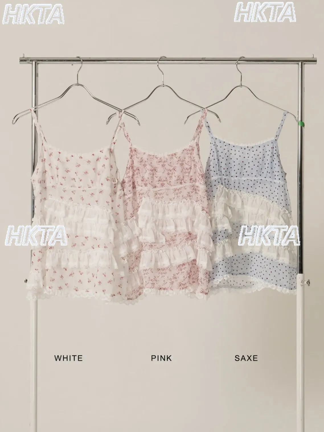 Japanese Style Gentle Pure Desire Floral Polka Dot Vest Tops Sweet Lace Multi-layered Cake Pleated Fresh Suspender Crop Top Y2k