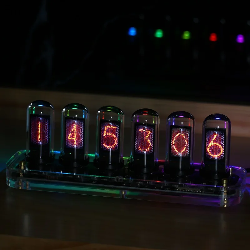 Desktop Nixie Tube Clocks Kit Led RGB Luxury Electronic Table Clock Digital Watch Lamp Desk Boyfriend Gift Destiny Stone Door