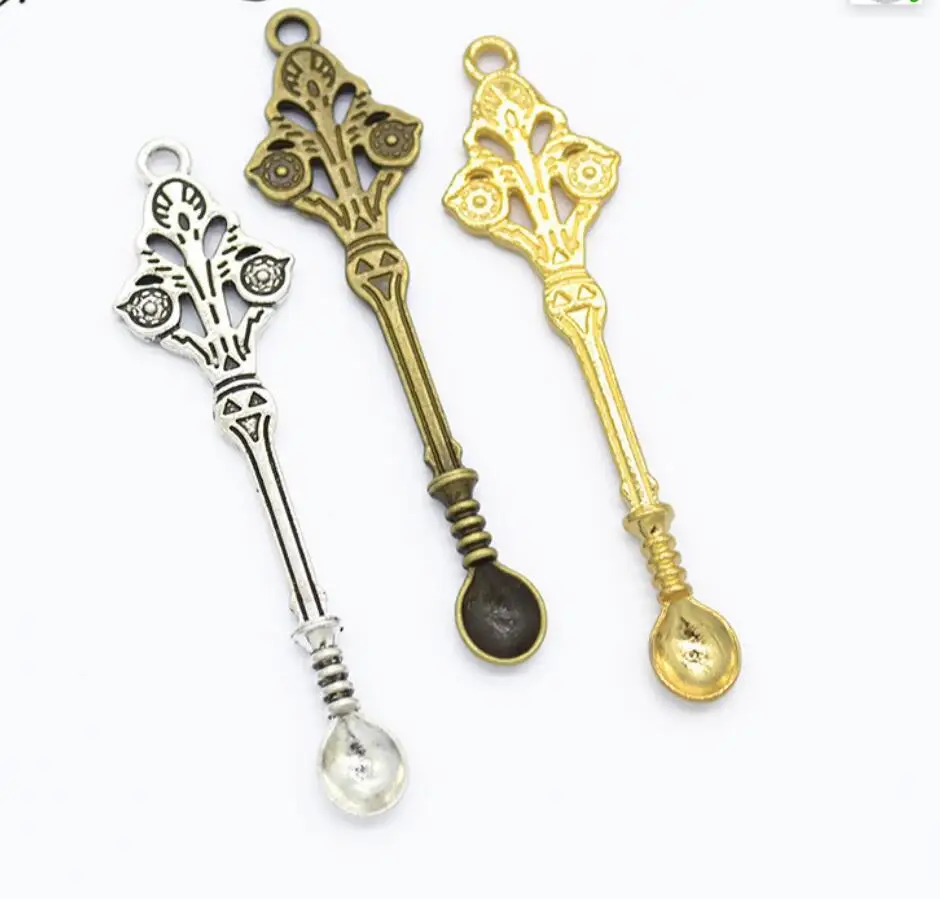 

40Pcs Antique Silver color Zinc Alloy spoon Charms Pendants Diy Jewelry Findings Accessories Wholesale 62*15mm F0234